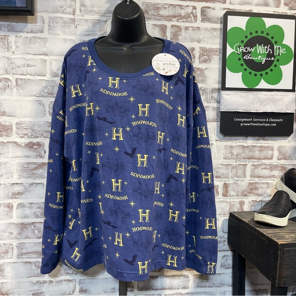 Warner Bros. Blue and Yellow Hogwarts Sleepwear top XL